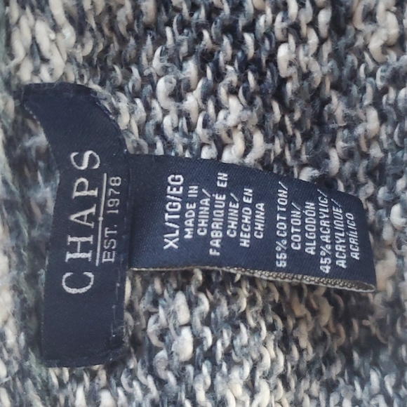 Chaps Black and White Knit Crew Neck Sweater - Picture 2 of 8